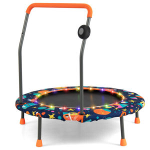 36 Inch Mini Trampoline with Colorful LED Lights and Bluetooth Speaker-Multicolor - Color: Multicolor