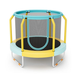 Mini Trampoline with Enclosure and Heavy-duty Metal Frame-Yellow - Color: Yellow