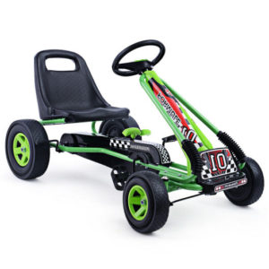 4 Wheels Kids Ride On Pedal Powered Bike Go Kart Racer Car Outdoor Play Toy-Green - Color: Green