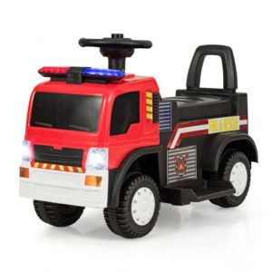 Kids 6V Battery Powered Electric Ride On Fire Truck - Color: Black & Red