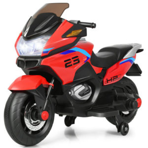 12V Kids Ride On Motorcycle Electric Motor Bike-Red - Color: Red
