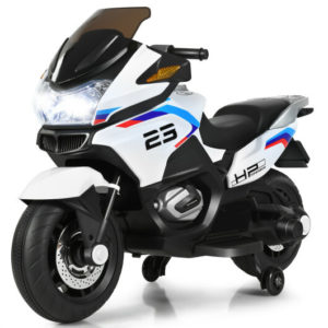 12V Kids Ride On Motorcycle Electric Motor Bike-White - Color: White