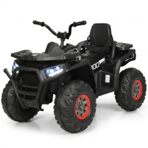 12 V Kids Electric 4-Wheeler ATV Quad with MP3 and LED Lights-Black - Color: Black