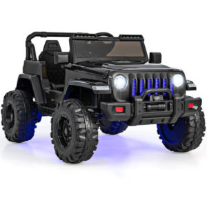 12V Kids Ride-on Jeep Car with 2.4 G Remote Control-Solid Black - Color: Black