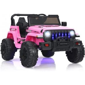 12V Kids Ride-on Jeep Car with 2.4 G Remote Control-Pink - Color: Pink