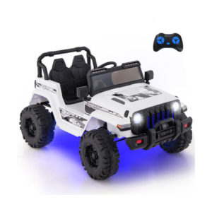 12V Kids Ride-on Jeep Car with 2.4 G Remote Control-White - Color: White