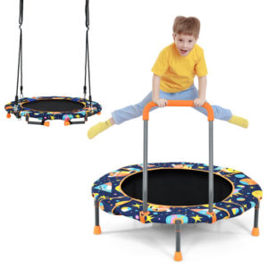 Convertible Swing and Trampoline Set with Upholstered Handrailk