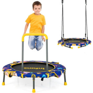 36 Inch Foldable Mini Trampoline for Kids with Adjustable Straps - Color: Multicolor