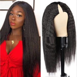 Color: 1bColor, Wig size: 8inch - Lace Free Mechanism Yaki Straight Pure Human Wig