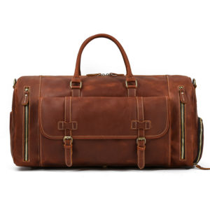 Color: 58cm Brown - Large Capacity Travel Men's First Layer Cowhide Luggage Bag Portable