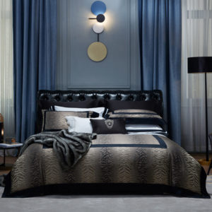 Pattern: Meg Aurora Black, Dimensions: 220x240cm - Town Style High-end Affordable Luxury Style Cotton Four-piece Bedding Set