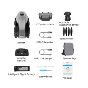 Color: White, format: 1 Battery - Brushless Obstacle Avoidance Folding Quadcopter