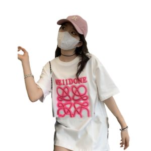 Color: White, Size: M - LANBOS WE11DONE Embroidered Letter Short Sleeve