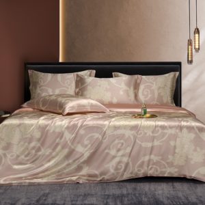 Pattern: Pink Flower Sleep, Dimensions: 200x230cm - Bed Silk Four-piece Set