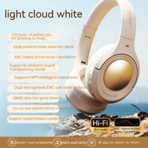 Color: Light Cloud White, Set meal: Package A - Wireless Bluetooth Headset With Long Battery Life