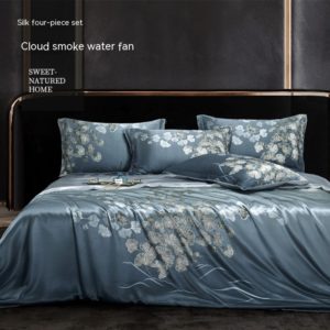 Pattern: Clouds Water Fan, Dimensions: 200x230cm - Bed Silk Four-piece Set