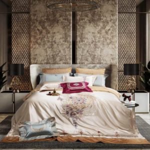 Pattern: Bed Sheet, Dimensions: Quilt Cover 200 X230cm - 140s Silk Cotton Long-staple Cotton Embroidery Four Piece Home Textiles Set