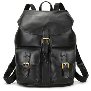Color: Large Black - Casual Retro Crazy Horse Leather Travel Backpack
