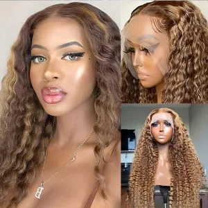 Deep Wave Lace Front Wig 34in Highlight
