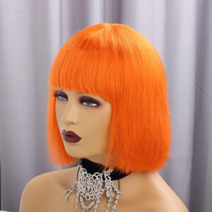 10-Inch Human Hair Full Bangs Wig