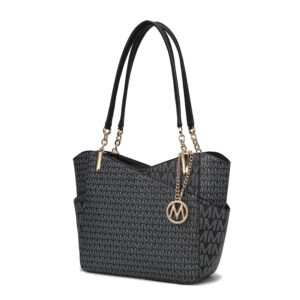 MKF Collection Jules M Logo Printed Vegan Leather Womens Tote Bag by Mia K.