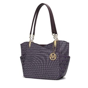 MKF Collection Jules M Logo Printed Vegan Leather Womens Tote Bag by Mia K.