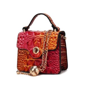 MKF Collection River Gradient Rainbow Faux Crocodile-Embossed Vegan Leather Womens Mini Crossbody Bag by Mia K