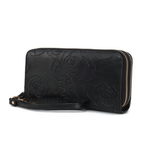 MKF Collection Ellie Genuine Leather Flower-Embossed Womens Wristlet Wallet by Mia K