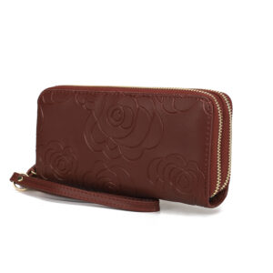 MKF Collection Ellie Genuine Leather Flower-Embossed Womens Wristlet Wallet by Mia K