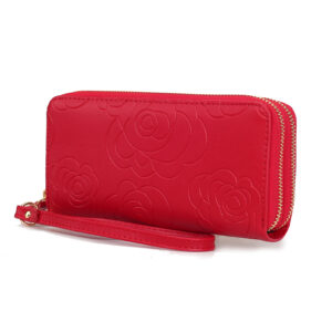 MKF Collection Ellie Genuine Leather Flower-Embossed Womens Wristlet Wallet by Mia K