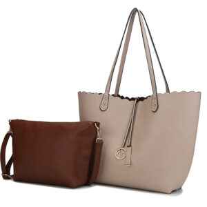 MKF Collection Amahia Vegan Leather Womens Reversible Shopper Tote Bag with Crossbody Pouch by Mia K.