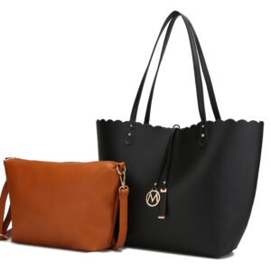 MKF Collection Amahia Vegan Leather Womens Reversible Shopper Tote Bag with Crossbody Pouch by Mia K.