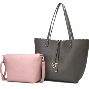 MKF Collection Amahia Vegan Leather Womens Reversible Shopper Tote Bag with Crossbody Pouch by Mia K.