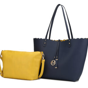 MKF Collection Amahia Vegan Leather Womens Reversible Shopper Tote Bag with Crossbody Pouch by Mia K.