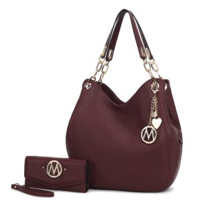 MKF Collection Ashley Vegan Leather Womens Hobo Shoulder Bag by Mia K with Wallet by Mia K.