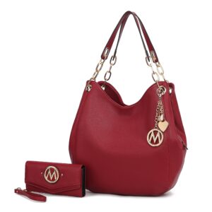 MKF Collection Ashley Vegan Leather Womens Hobo Shoulder Bag by Mia K with Wallet by Mia K.