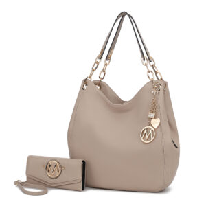 MKF Collection Ashley Vegan Leather Womens Hobo Shoulder Bag by Mia K with Wallet by Mia K.